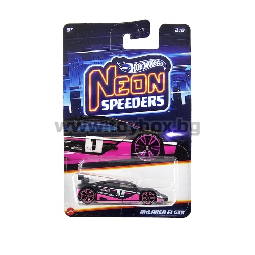 Метална количка Hot Wheels Neon Speeders, McLaren F1 GTR