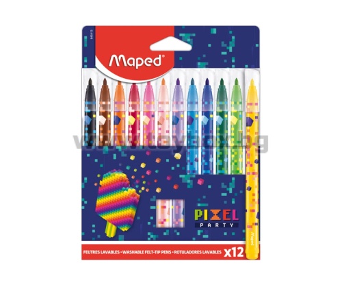 Флумастери MAPED Color peps Pixel Party, 12 цвята 