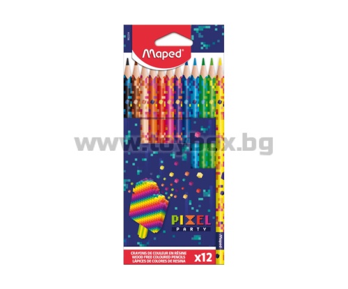 Цветни моливи MAPED Color peps Pixel Party, 12 цвята 