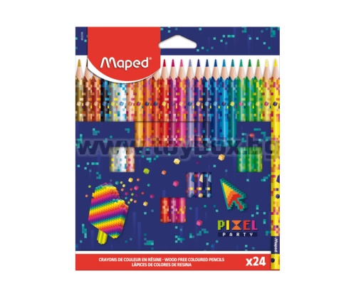 Цветни моливи MAPED Color peps Pixel Party, 24 цвята 