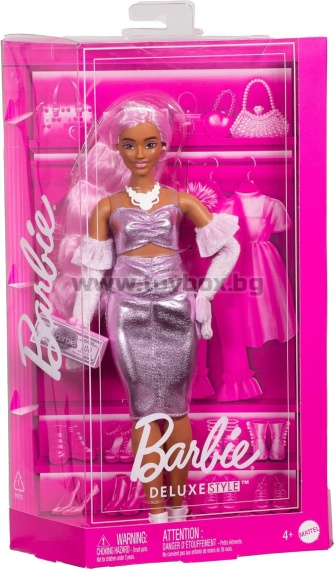 Кукла Barbie Deluxe Style - розова коса и блестяща розова рокля