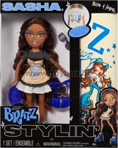 Кукла Bratz Stylin' Sasha с тениска, която можете да се проектира