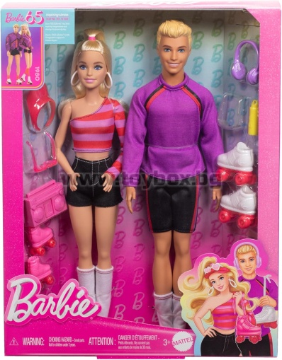  Комплект от 2 модни кукли Barbie Fashionistas - Барби и Кен, на ролкови кънки