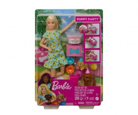 Barbie GXV75 - Puppy Party Doll and Playset