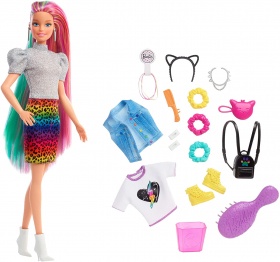 Кукла Barbie - Леопардова коса с дъга