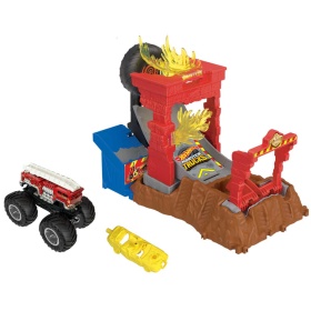 Комплект Hot Wheels - Monster Trucks Arena Smashers,  5-Alarm Fire Crash Challenge