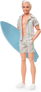 Кукла Barbie The Movie - модна кукла Ken с плажно облекло на розово и зелено райе