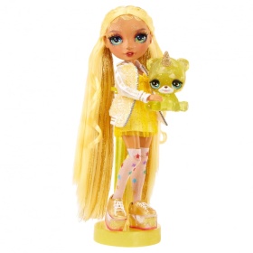 Блестяща кукла Rainbow High Съни в комплект със слайм и домашен любимец