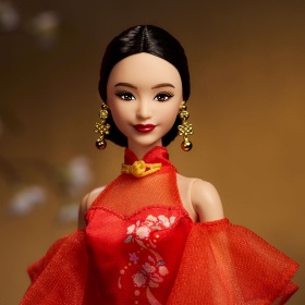 Кукла Barbie  лунна нова година в рокля Qipao с щампа на цветя