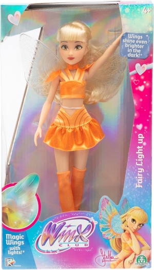Кукла Winx Fairy със светещи крила - Стела с блестящ костюм 