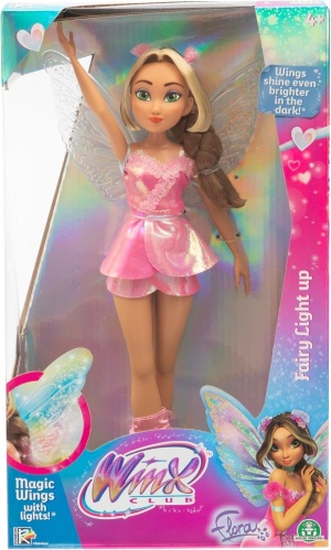 Кукла Winx Fairy със светещи крила - Флора с блестящ костюм 