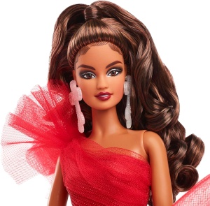Кукла Barbie Signature - 2024 Holiday Barbie, в празнична рокля и тъмна коса