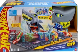 Hot Wheels® Автомивка с гигантска акула City Ultra Shark Car Wash™ с 1 количка 1:64 с функция Color Reveal™